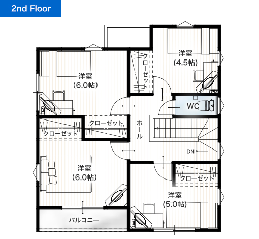 宇土市境目町C 32坪 5LDK 建売・一戸建ての新築物件 2階間取り図