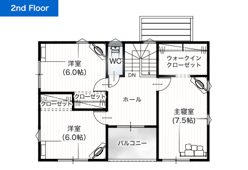 宇土市境目町D 33坪 4LDK 建売・一戸建ての新築物件 2階間取り図