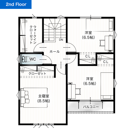 熊本市南区城南町下宮地4期B 32坪 4SLDK 建売・一戸建ての新築物件 2階間取り図
