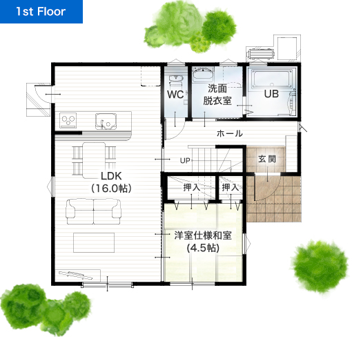 上益城郡益城町宮の台62号地 30坪 4LDK 建売・一戸建ての新築物件 1階間取り図