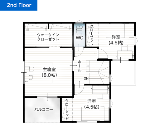 上益城郡益城町宮の台62号地 30坪 4LDK 建売・一戸建ての新築物件 2階間取り図