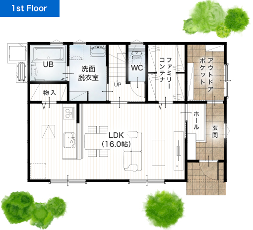 上益城郡益城町宮の台63号地 33坪 3SLDK 建売・一戸建ての新築物件 1階間取り図