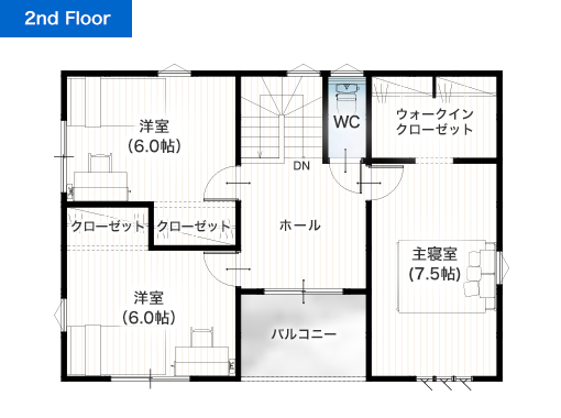 上益城郡益城町宮の台63号地 33坪 3SLDK 建売・一戸建ての新築物件 2階間取り図