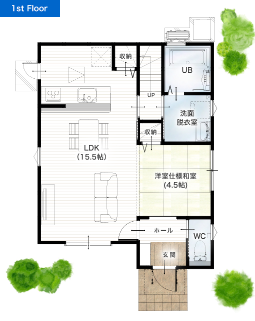 熊本市中央区出水8丁目1号地 28坪 4SLDK 建売・一戸建ての新築物件 1階間取り図