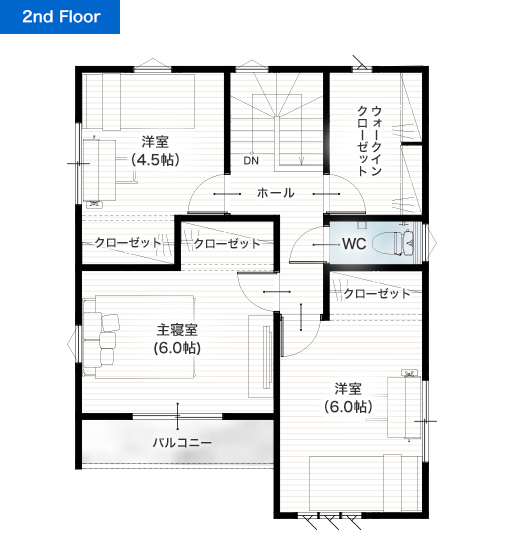 熊本市中央区出水8丁目1号地 28坪 4SLDK 建売・一戸建ての新築物件 2階間取り図