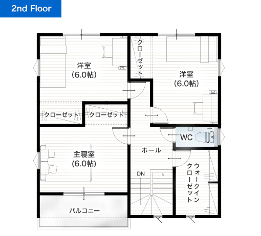 熊本市中央区出水8丁目2号地 30坪 4SLDK 建売・一戸建ての新築物件 2階間取り図