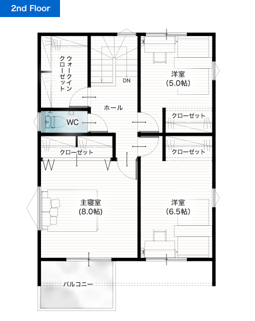 熊本市中央区出水8丁目3号地 32坪 4SLDK 建売・一戸建ての新築物件 2階間取り図