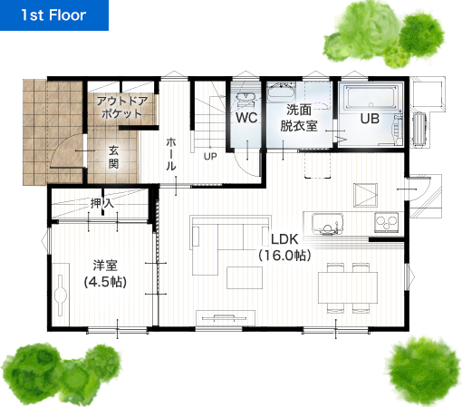 熊本市南区城南町舞原4号地 32坪 4LDK 建売・一戸建ての新築物件 1階間取り図