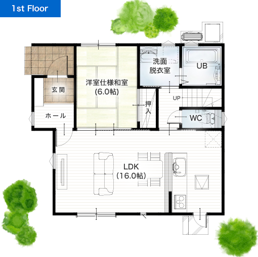 熊本市南区城南町舞原5号地 32坪 4SLDK 建売・一戸建ての新築物件 1階間取り図