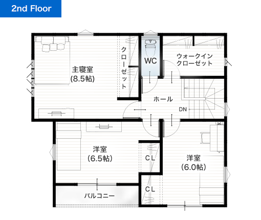 熊本市南区城南町舞原5号地 32坪 4SLDK 建売・一戸建ての新築物件 2階間取り図