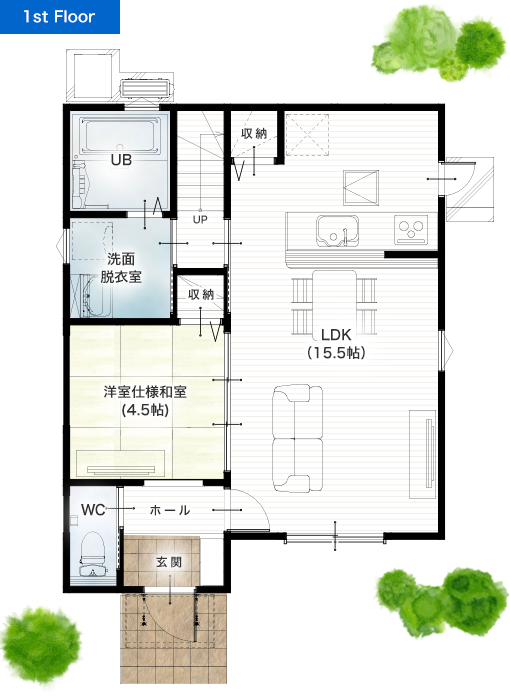 熊本市南区城南町舞原6号地 28坪 4SLDK 建売・一戸建ての新築物件 1階間取り図