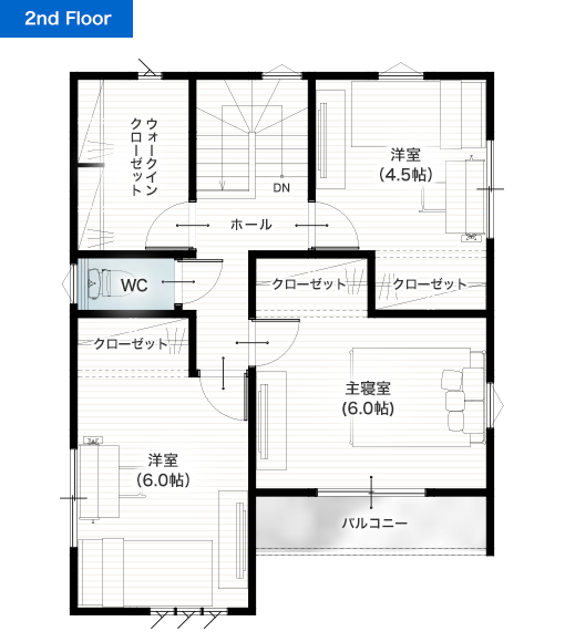 熊本市南区城南町舞原6号地 28坪 4SLDK 建売・一戸建ての新築物件 2階間取り図