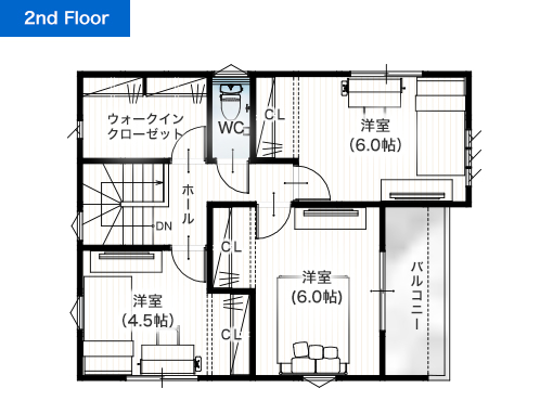 熊本市東区尾ノ上1丁目A 28坪 4SLDK 建売・一戸建ての新築物件 2階間取り図