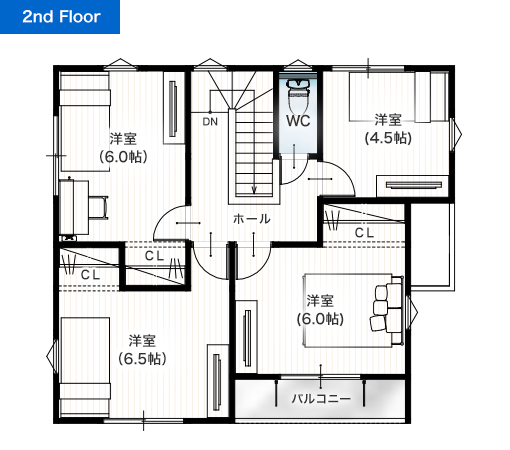 宇城市小川町G 32坪 5LDK 建売・一戸建ての新築物件 2階間取り図