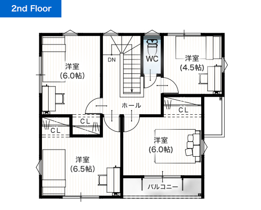 上益城郡御船町木倉3号地 32坪 5LDK 建売・一戸建ての新築物件 2階間取り図