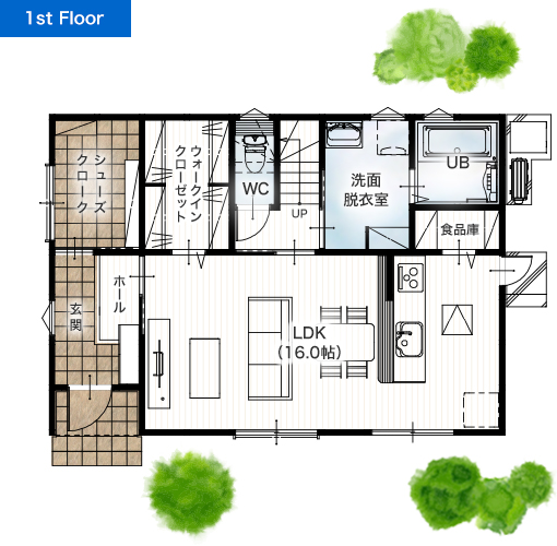 上益城郡御船町木倉7号地 33坪 4SLDK 建売・一戸建ての新築物件 1階間取り図