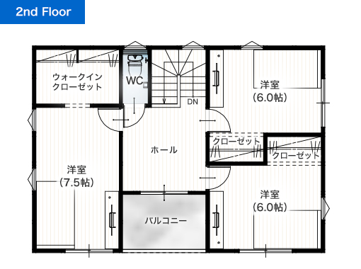 上益城郡御船町木倉8号地 32坪 4LDK 建売・一戸建ての新築物件 2階間取り図