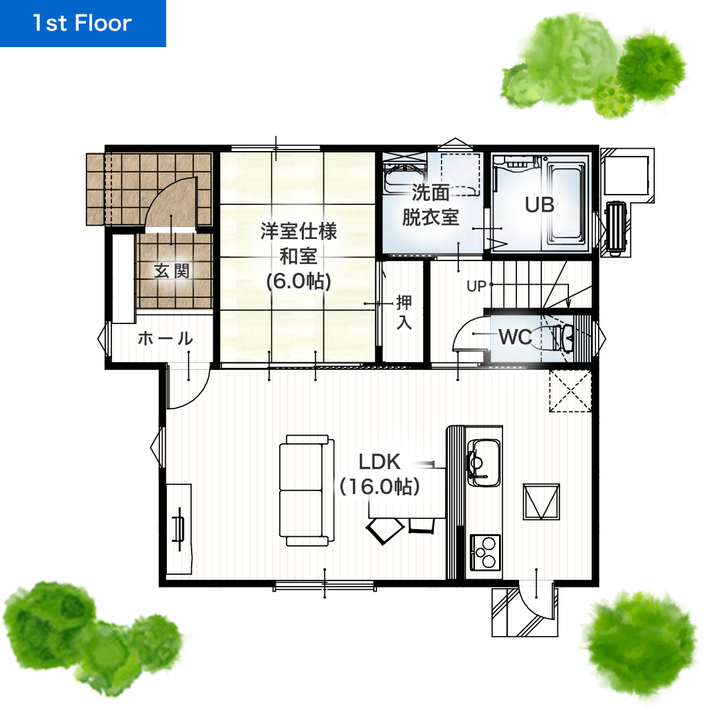 上益城郡甲佐町芝原8号地 32坪 4SLDK 建売・一戸建ての新築物件 1階間取り図