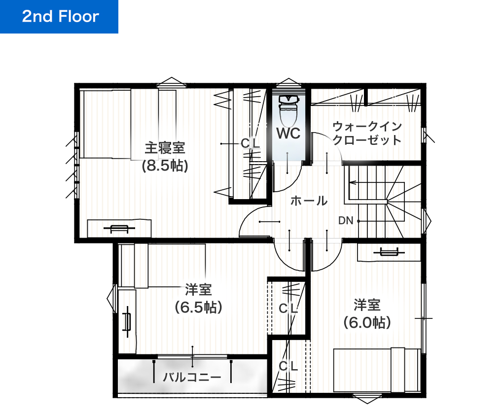 上益城郡甲佐町芝原8号地 32坪 4SLDK 建売・一戸建ての新築物件 2階間取り図