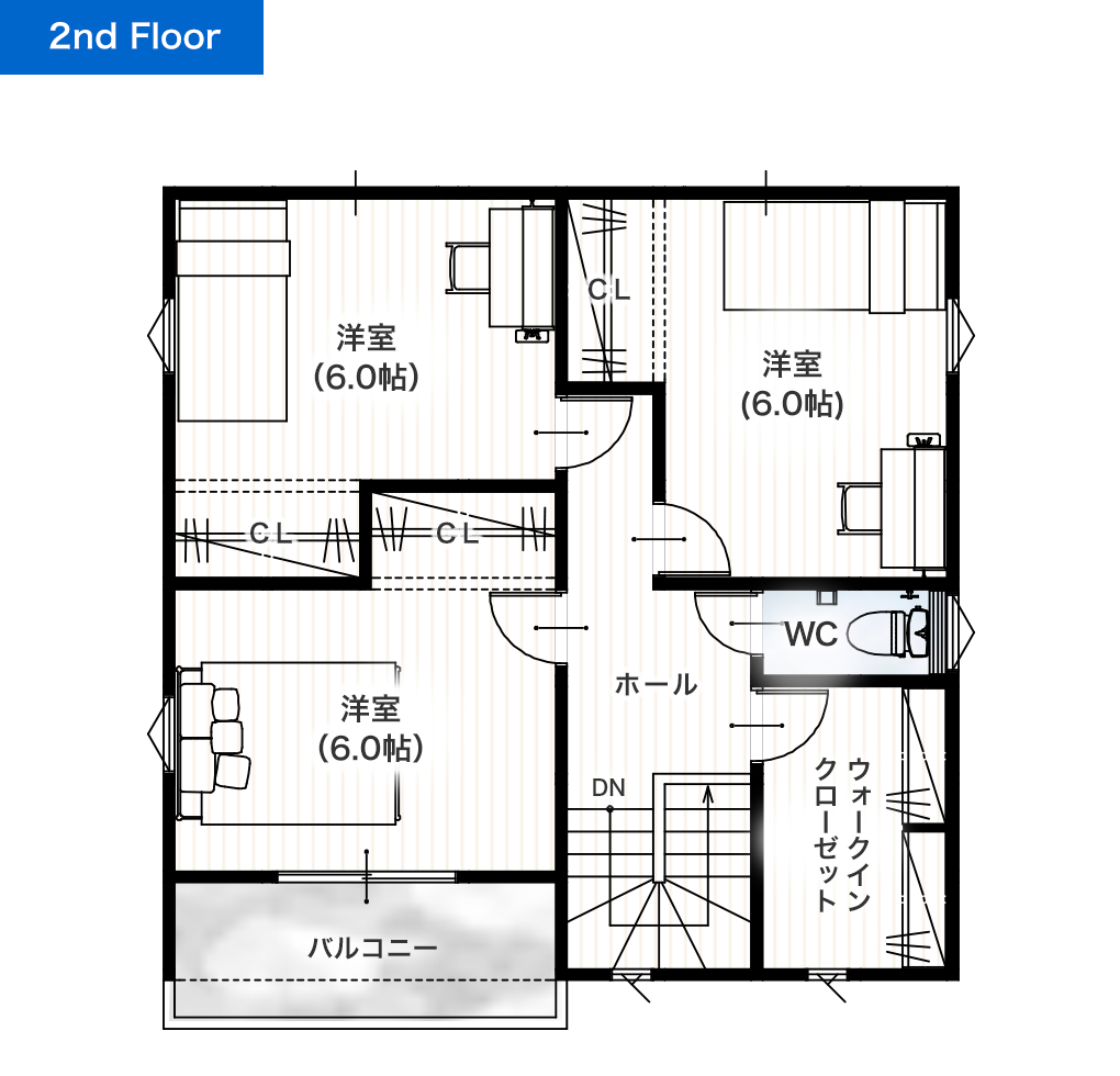 宇土市南段原町A 30坪 4SLDK 建売・一戸建ての新築物件 2階間取り図