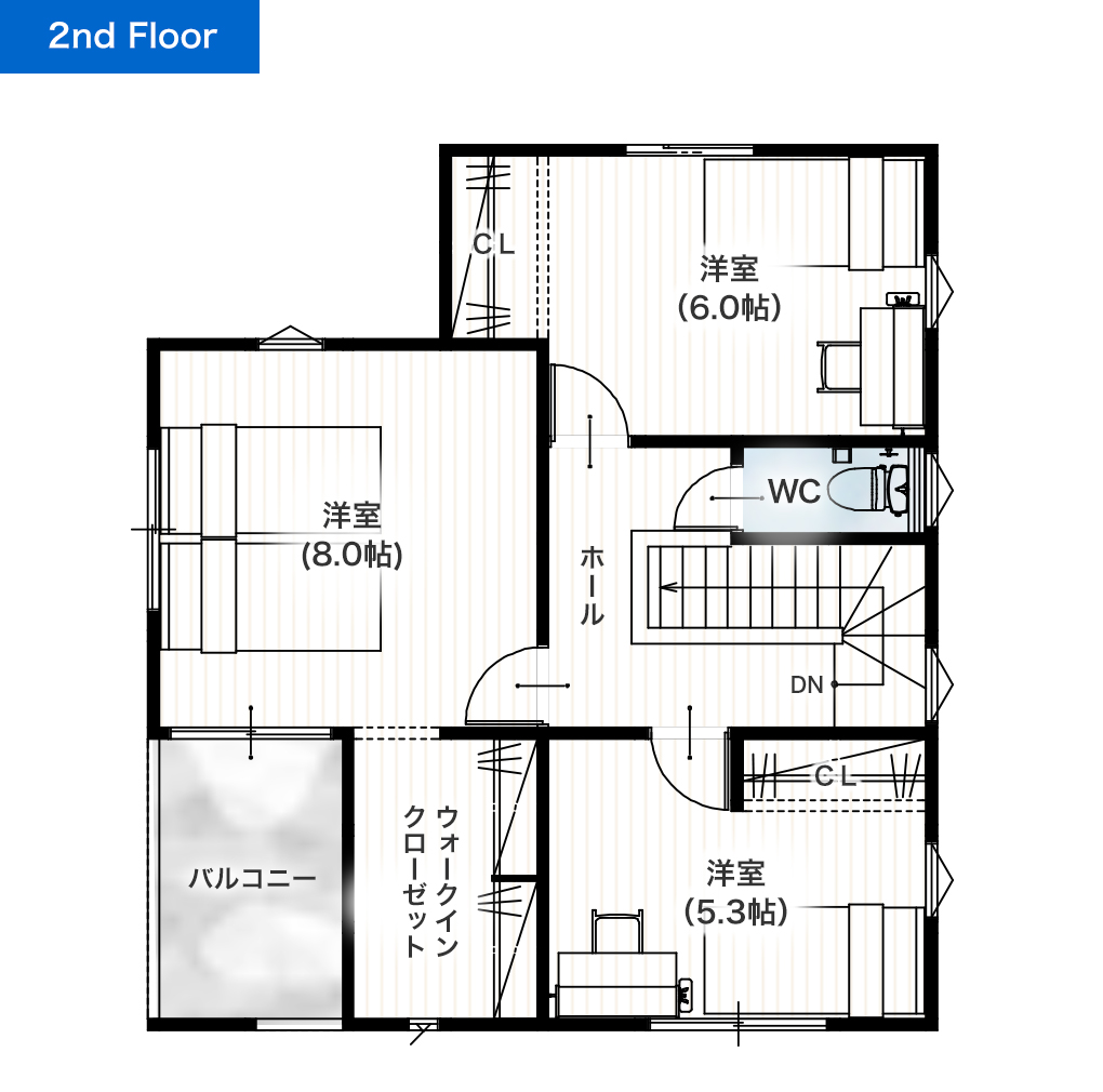 宇土市南段原町B 31坪 4LDK 建売・一戸建ての新築物件 2階間取り図