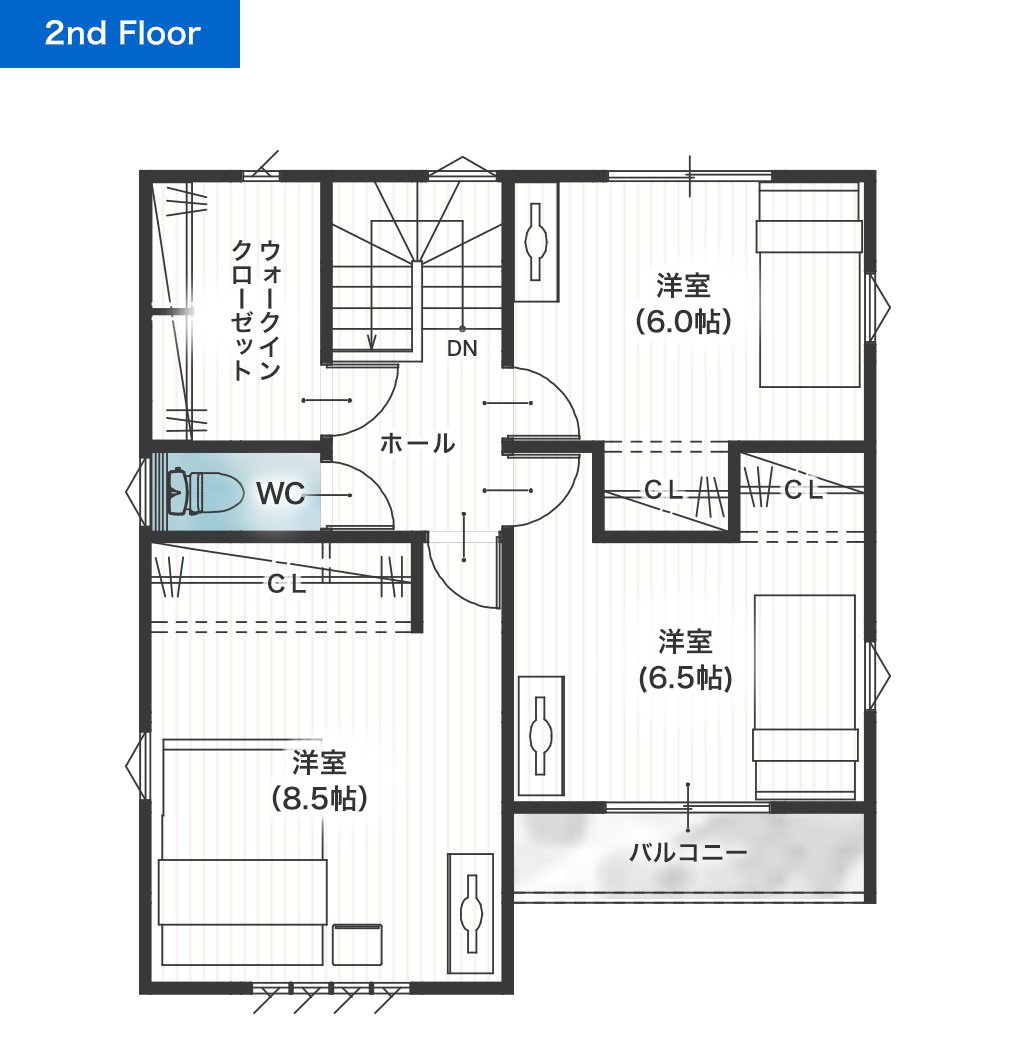 宇土市走潟町6号地 32坪 4SLDK 建売・一戸建ての新築物件 2階間取り図