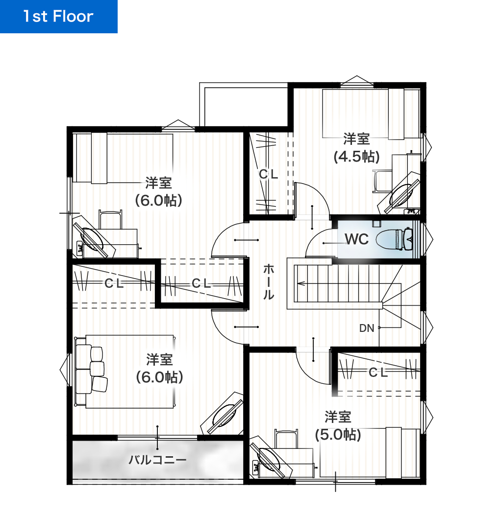 宇土市走潟町7号地 32坪 5LDK 建売・一戸建ての新築物件 2階間取り図