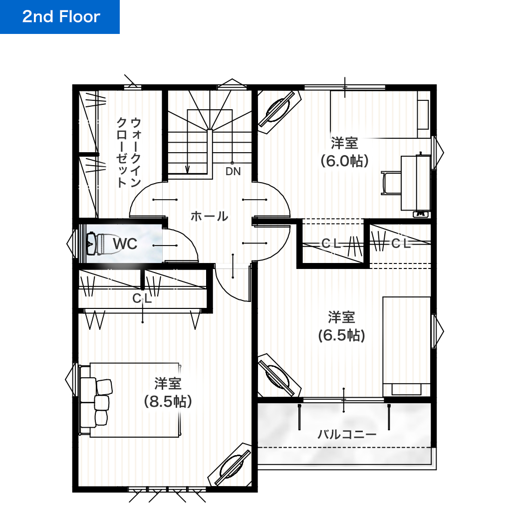 熊本市西区城山大塘2丁目F 32坪 4LDK 建売・一戸建ての新築物件 2階間取り図