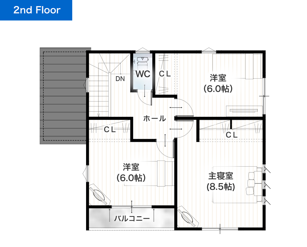熊本市北区清水岩倉16号地 32坪 4LDK 建売・一戸建ての新築物件 2階間取り図