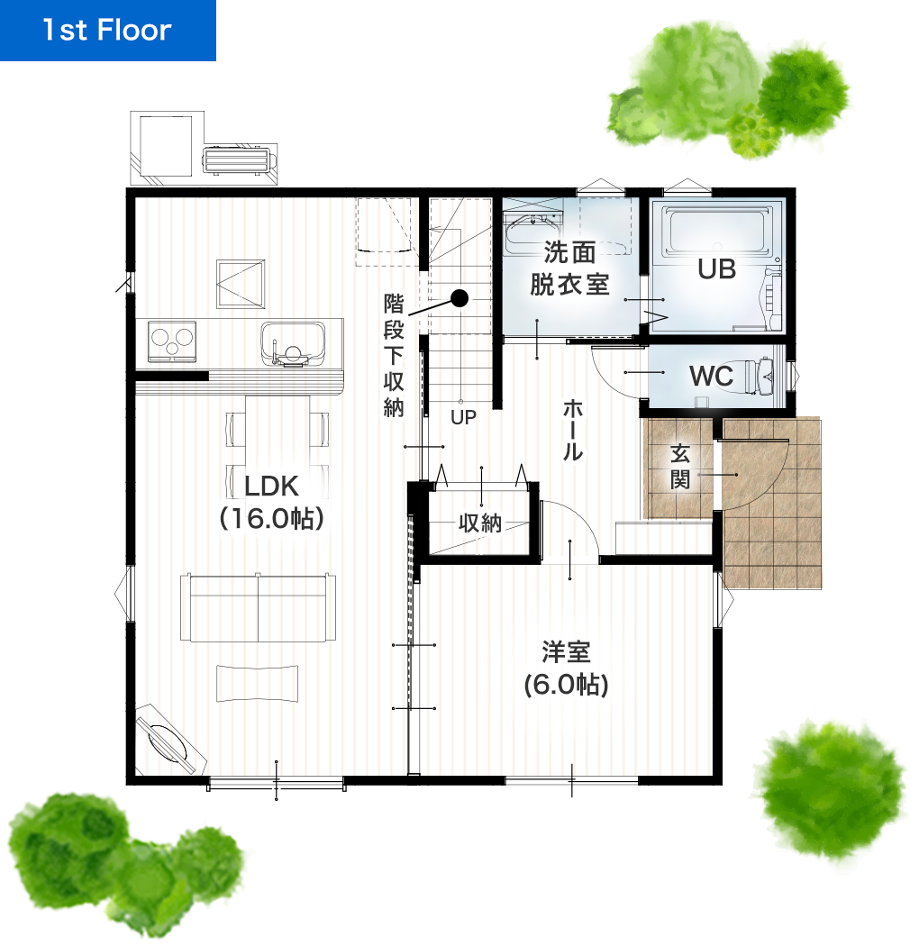 熊本市北区清水岩倉20号地 32坪 5LDK 建売・一戸建ての新築物件 1階間取り図
