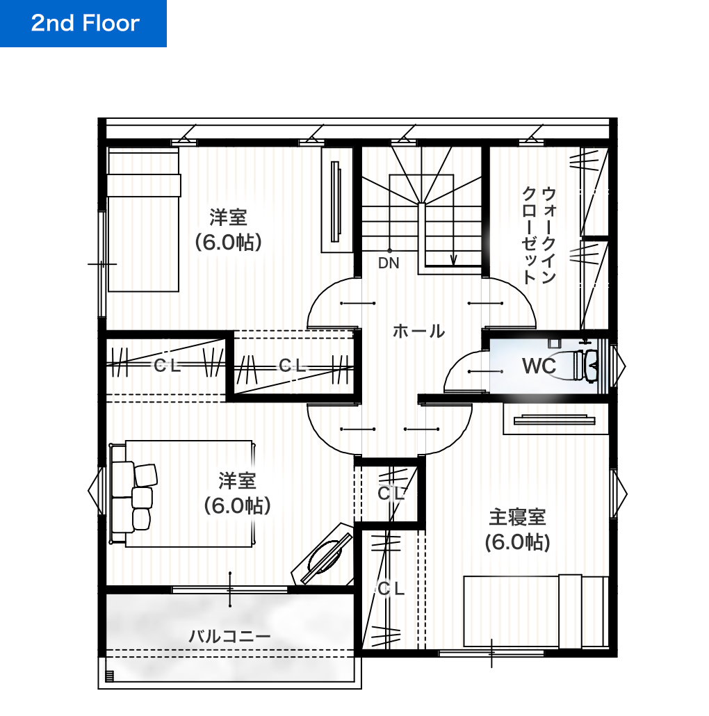 熊本市南区富合町清藤21号地 30坪 4SLDK 建売・一戸建ての新築物件 2階間取り図