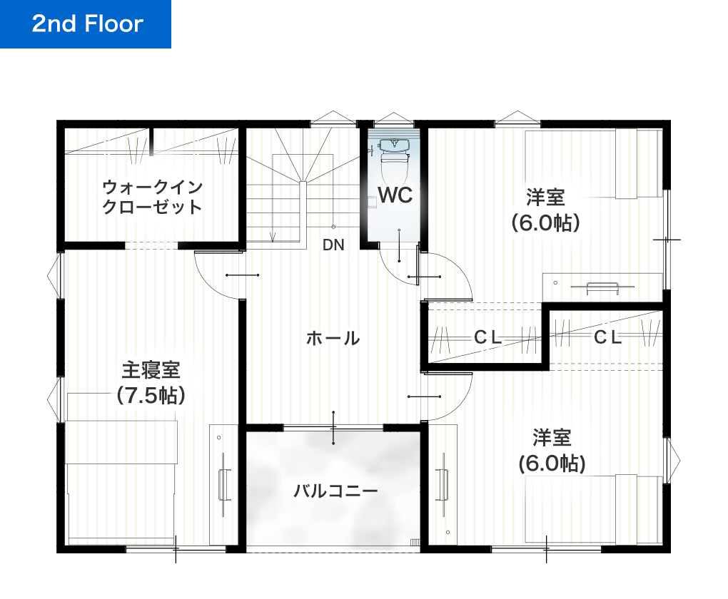 熊本市南区富合町清藤22号地 32坪 4LDK 建売・一戸建ての新築物件 2階間取り図