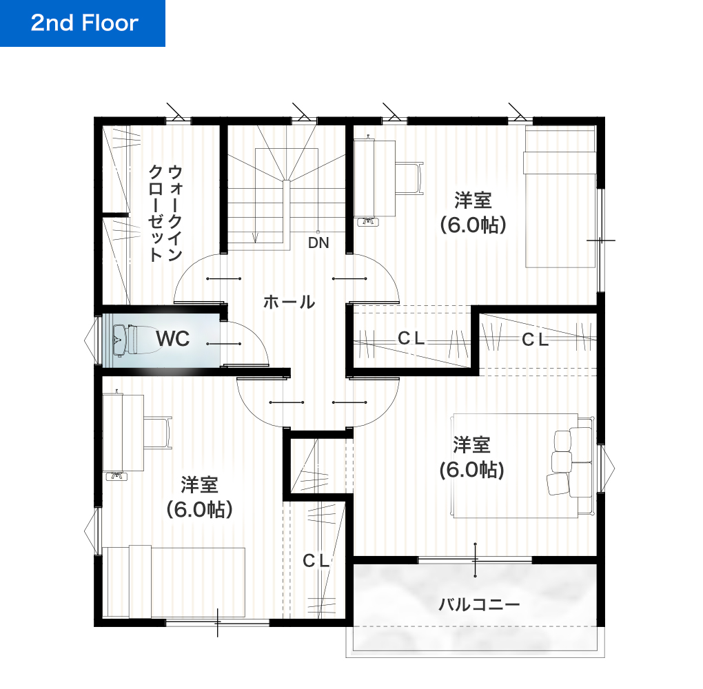 宇城市松橋町松橋2期B 30坪 4SLDK 建売・一戸建ての新築物件 2階間取り図