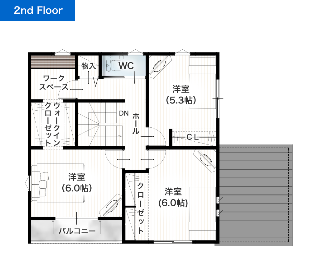 熊本市東区花立6丁目1号地 33坪 4SLDK 建売・一戸建ての新築物件 2階間取り図