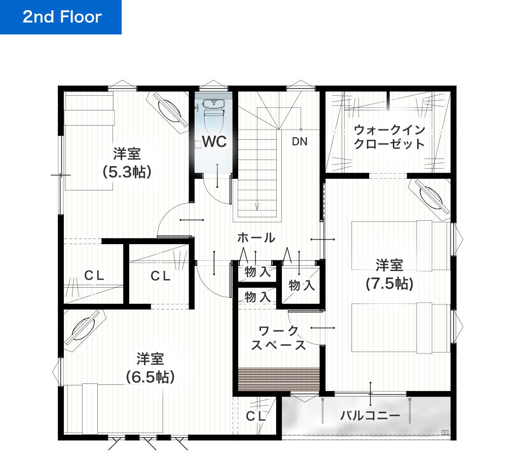 熊本市東区花立6丁目2号地 34坪 4LDK 建売・一戸建ての新築物件 2階間取り図
