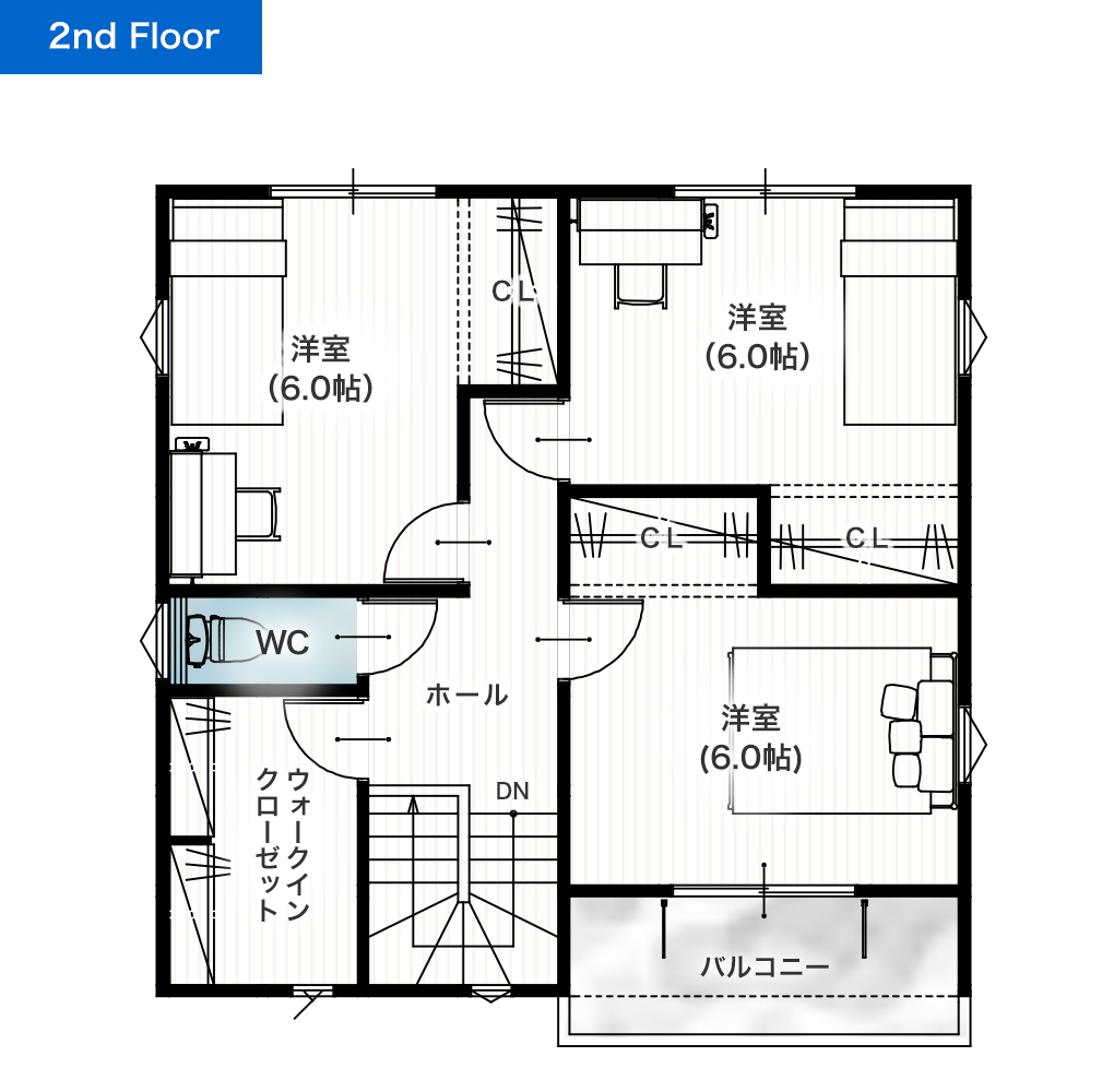 熊本市南区土河原町 30坪 4SLDK 建売・一戸建ての新築物件 2階間取り図