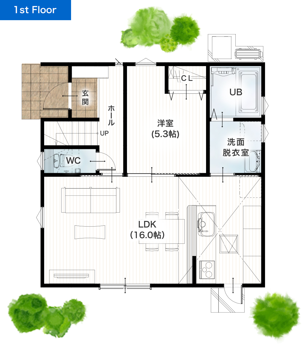 熊本市西区春日8丁目6号地 30坪 4SLDK 建売・一戸建ての新築物件 1階間取り図