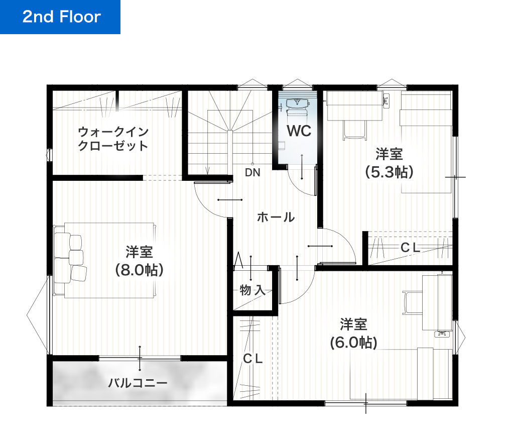 熊本市東区昭和町B 29坪 4LDK 建売・一戸建ての新築物件 2階間取り図