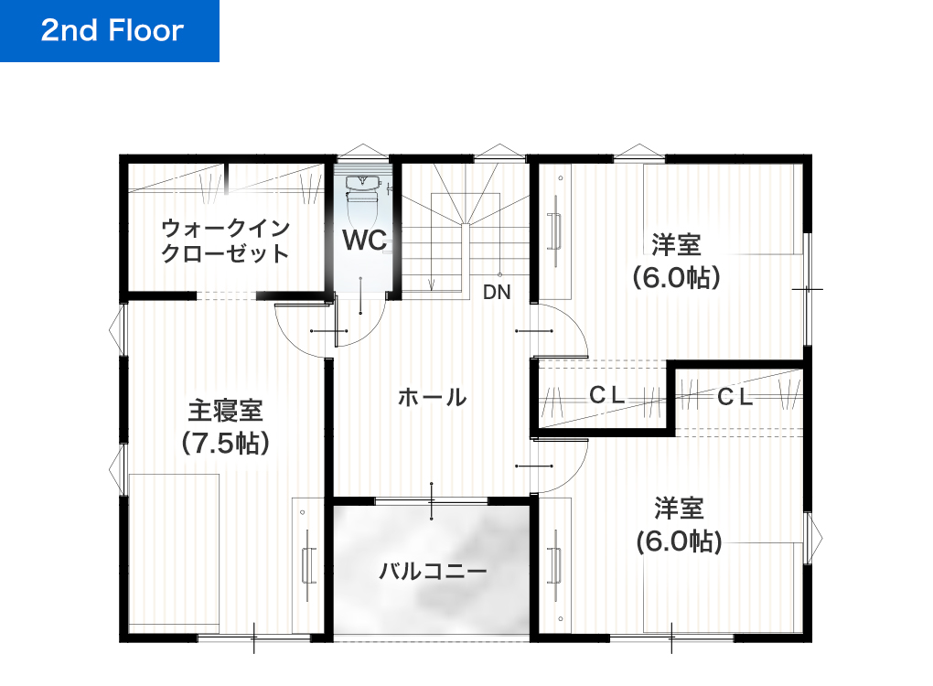 熊本市西区春日8丁目7号地 32坪 4LDK 建売・一戸建ての新築物件 2階間取り図