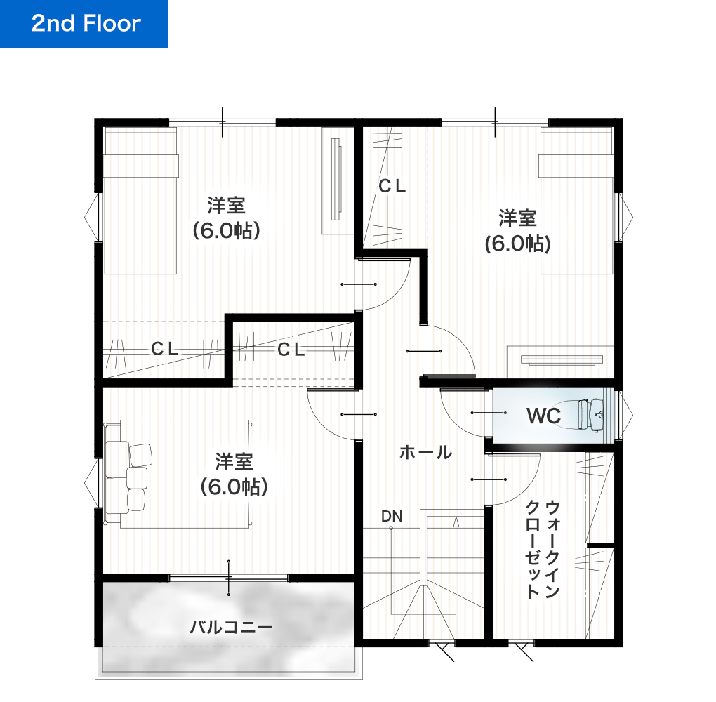 熊本市西区春日8丁目9号地 30坪 4SLDK 建売・一戸建ての新築物件 2階間取り図