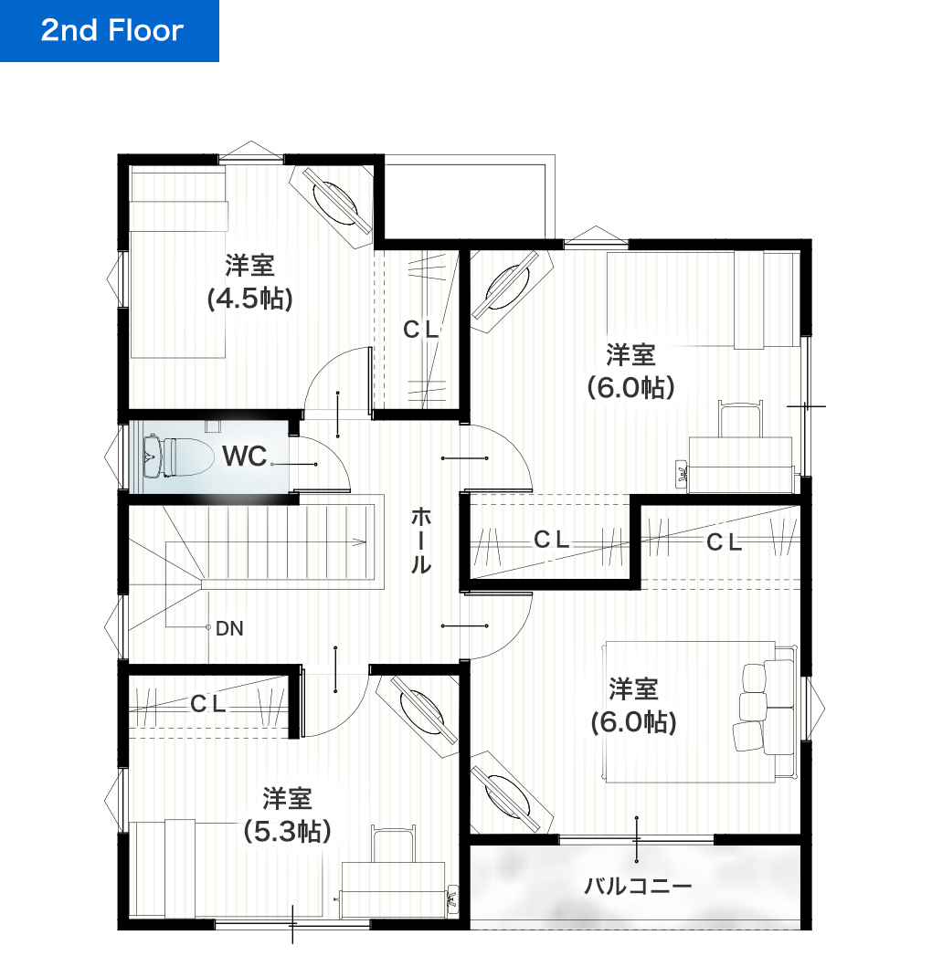 宇土市松山町2期D 32坪 5LDK 建売・一戸建ての新築物件 2階間取り図