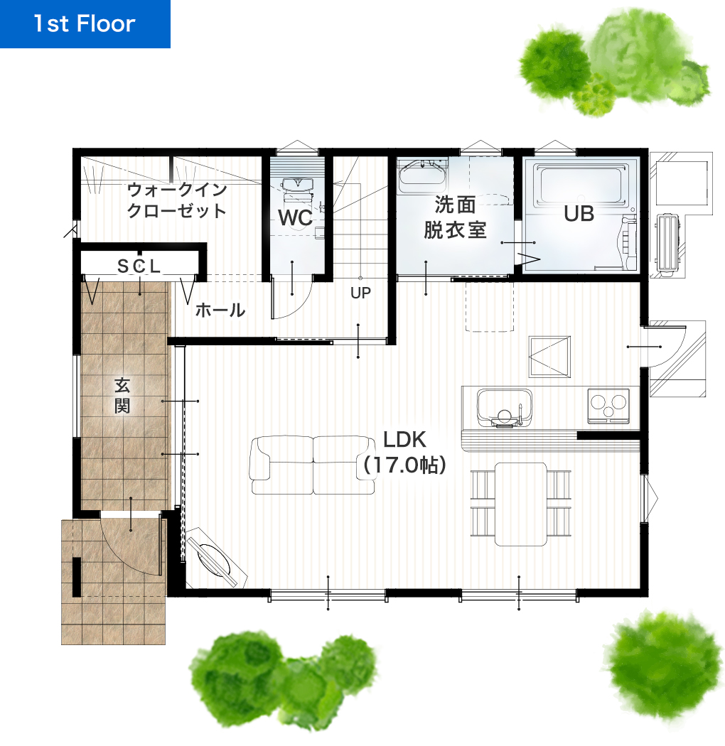 熊本市中央区帯山1丁目2期4号地 30坪 3SLDK 建売・一戸建ての新築物件 1階間取り図