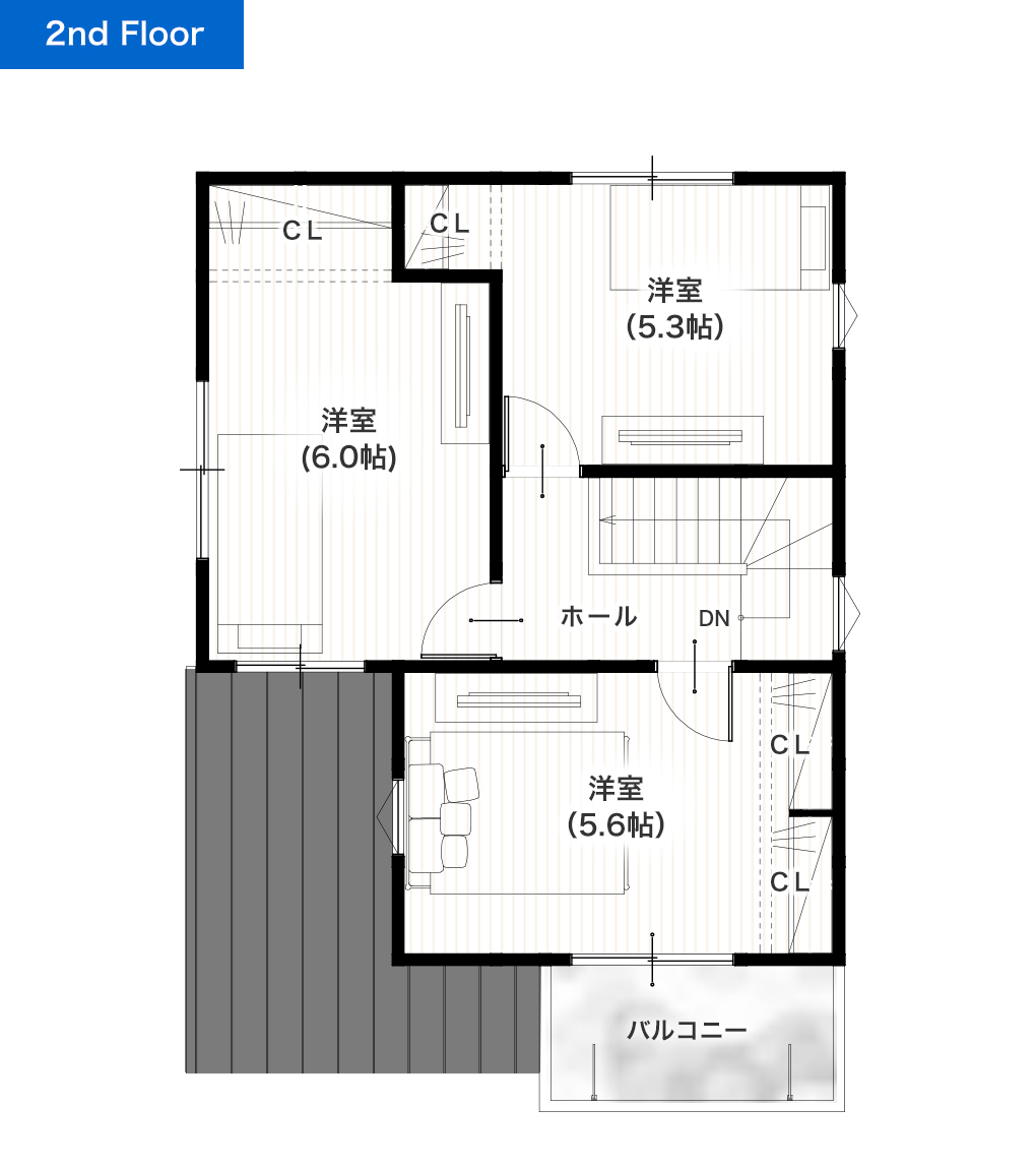 熊本市東区長嶺南2丁目A 25坪 4LDK 建売・一戸建ての新築物件 2階間取り図