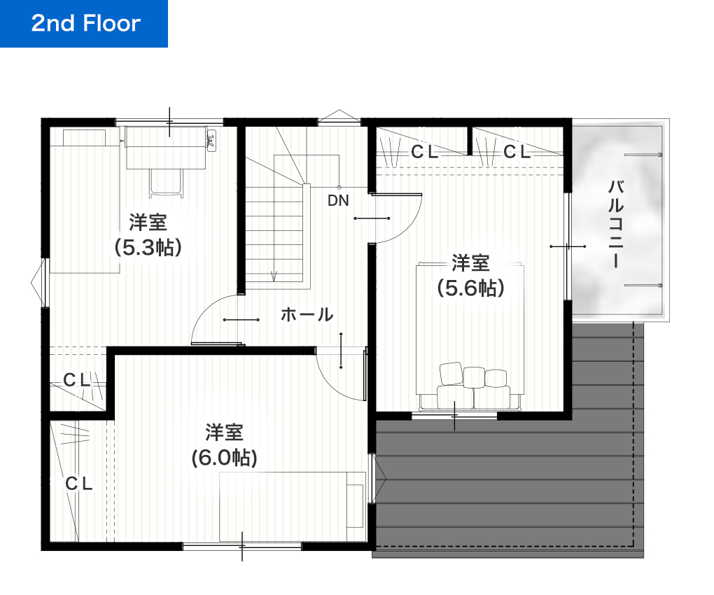 熊本市東区長嶺南2丁目B 25坪 4LDK 建売・一戸建ての新築物件 2階間取り図