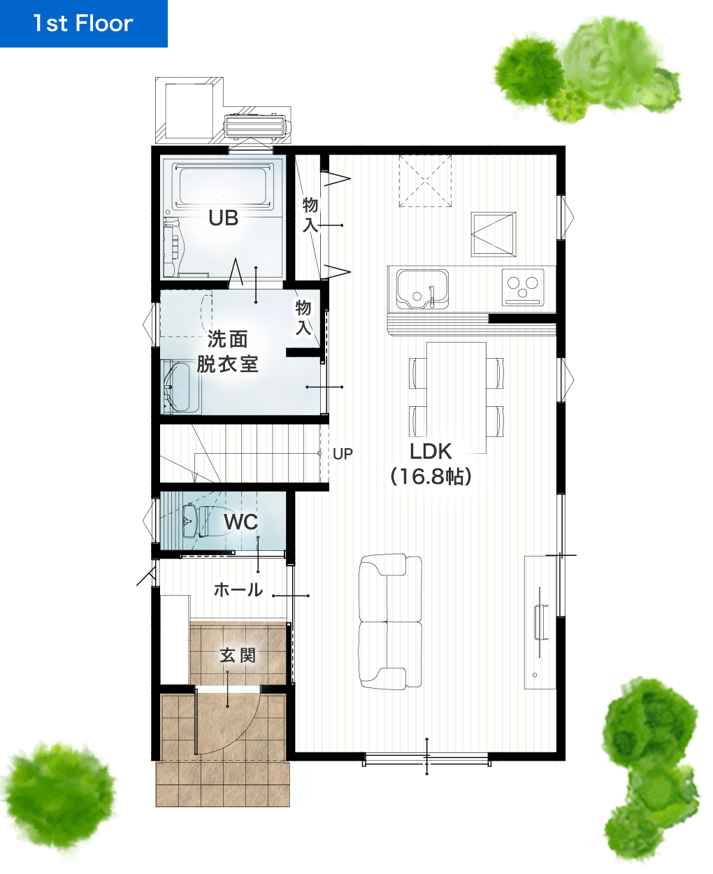 熊本市中央区帯山1丁目3期2号地 25坪 3LDK 建売・一戸建ての新築物件 1階間取り図