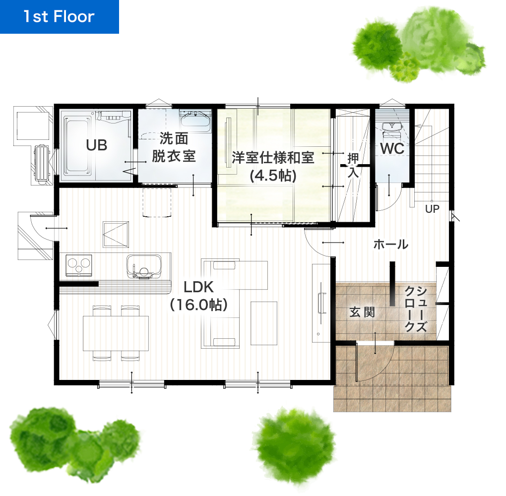 熊本市南区城南町舞原9号地 32坪 4SLDK 建売・一戸建ての新築物件 1階間取り図