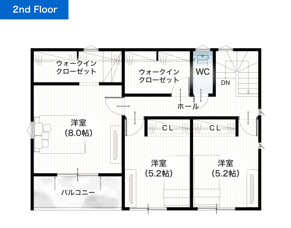 熊本市南区城南町舞原9号地 32坪 4SLDK 建売・一戸建ての新築物件 2階間取り図