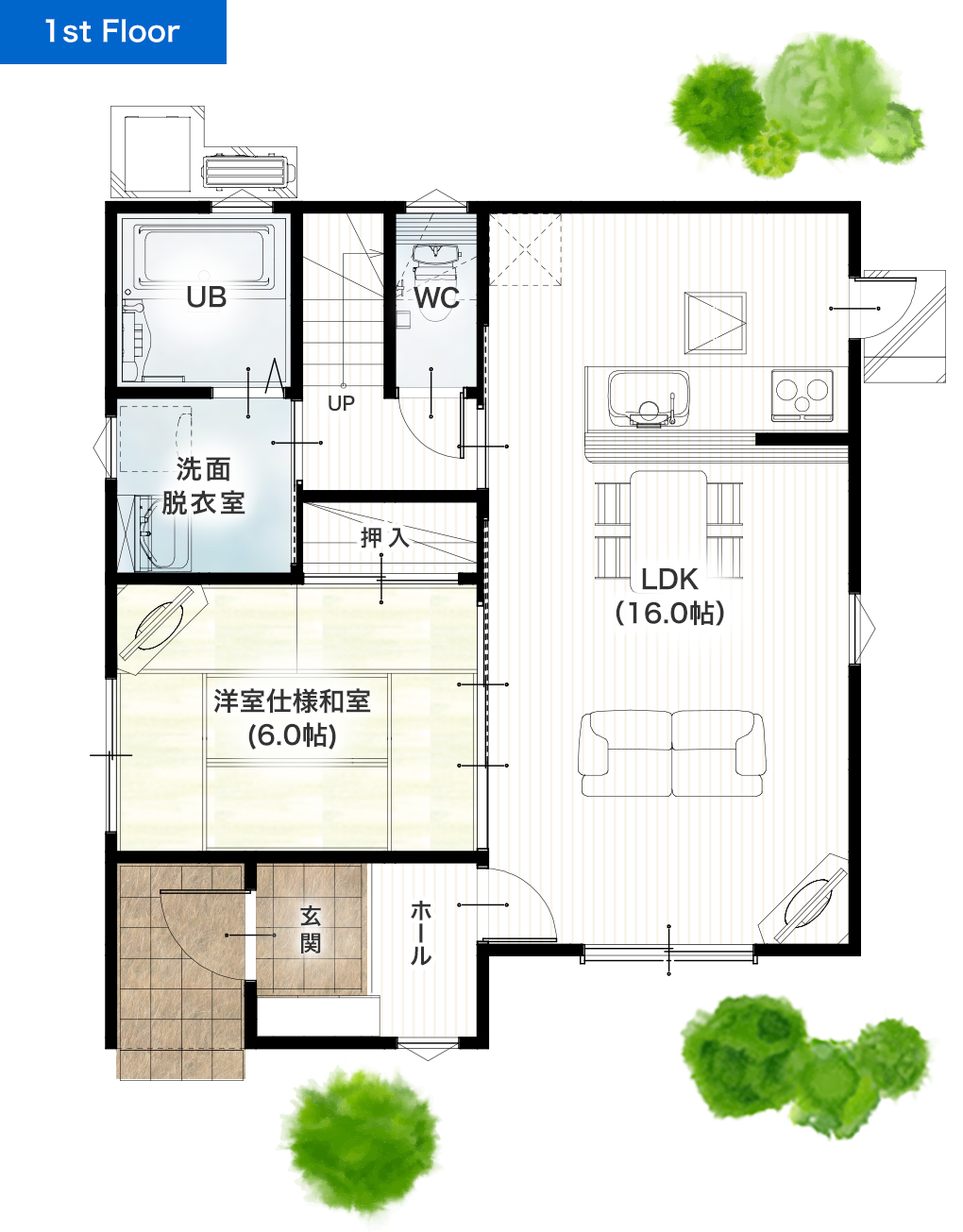 熊本市南区城南町舞原10号地 32坪 4SLDK 建売・一戸建ての新築物件 1階間取り図