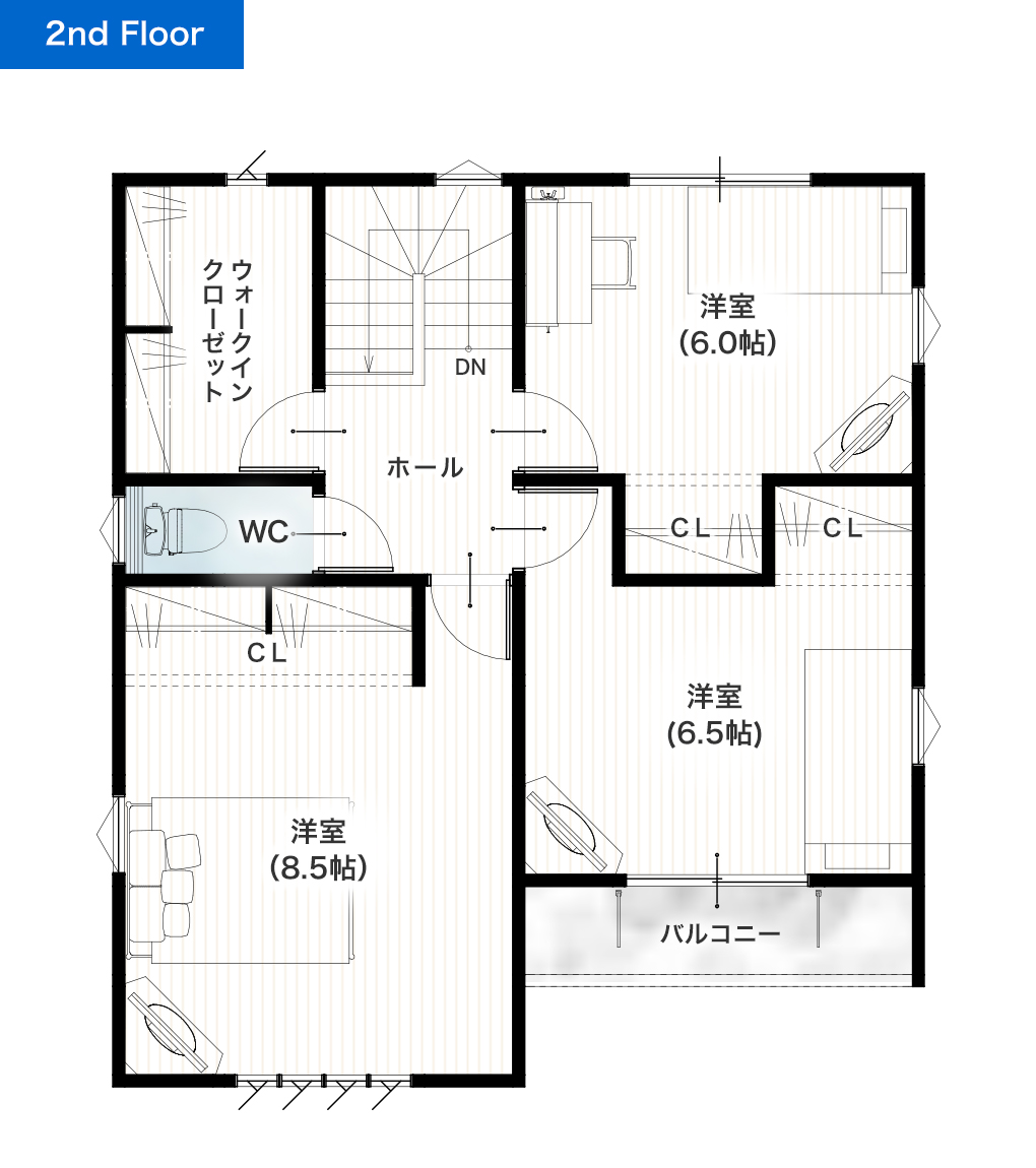 熊本市南区城南町舞原10号地 32坪 4SLDK 建売・一戸建ての新築物件 2階間取り図