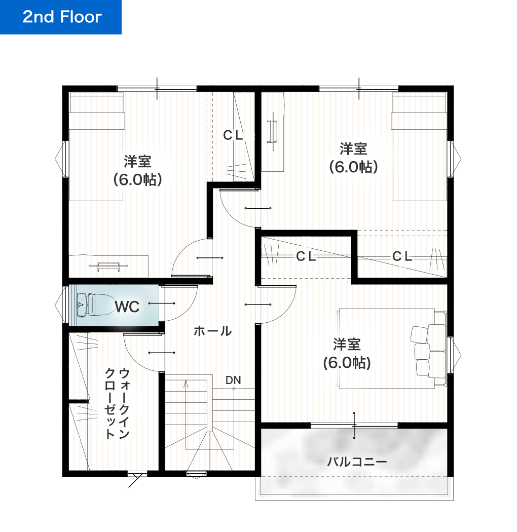 熊本市南区島町3丁目1号地 30坪 4SLDK 建売・一戸建ての新築物件 2階間取り図